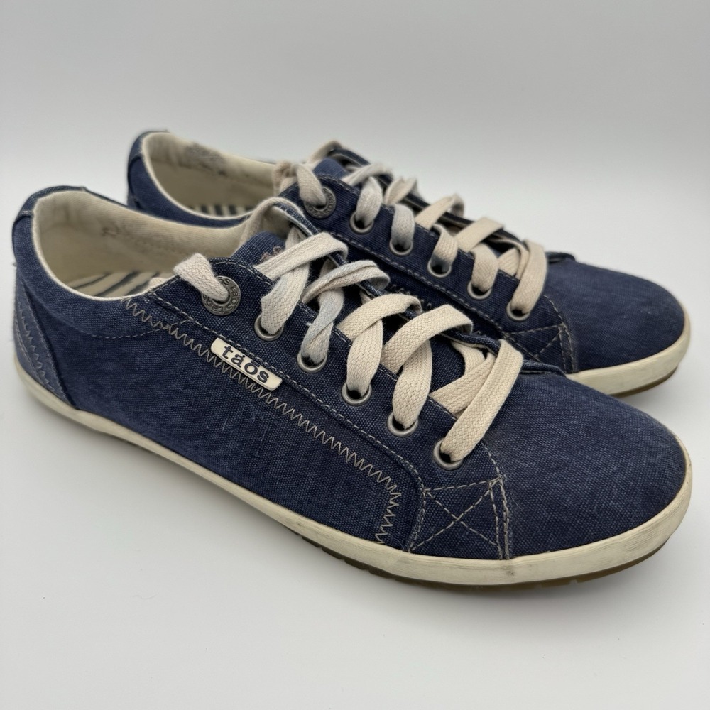 Taos Shoes Womens 7.5 Star Comfort Sneakers Flats STA-12844 Blue Canvas Lace Up